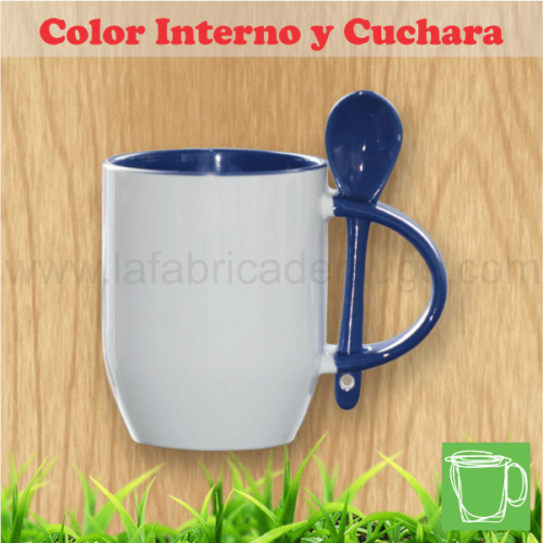 Mug con color interno y con cuchara